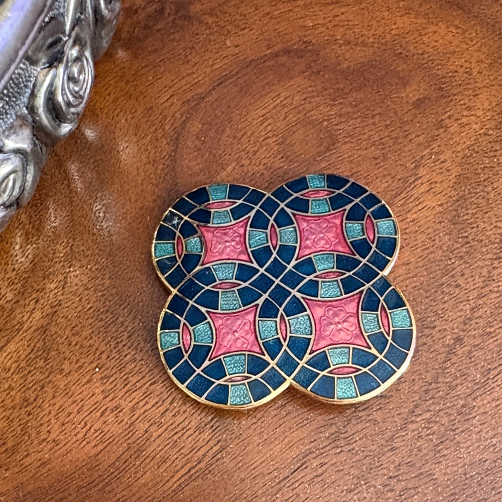 BROOCHED UP!! Celtic Enameled tiled Brooch